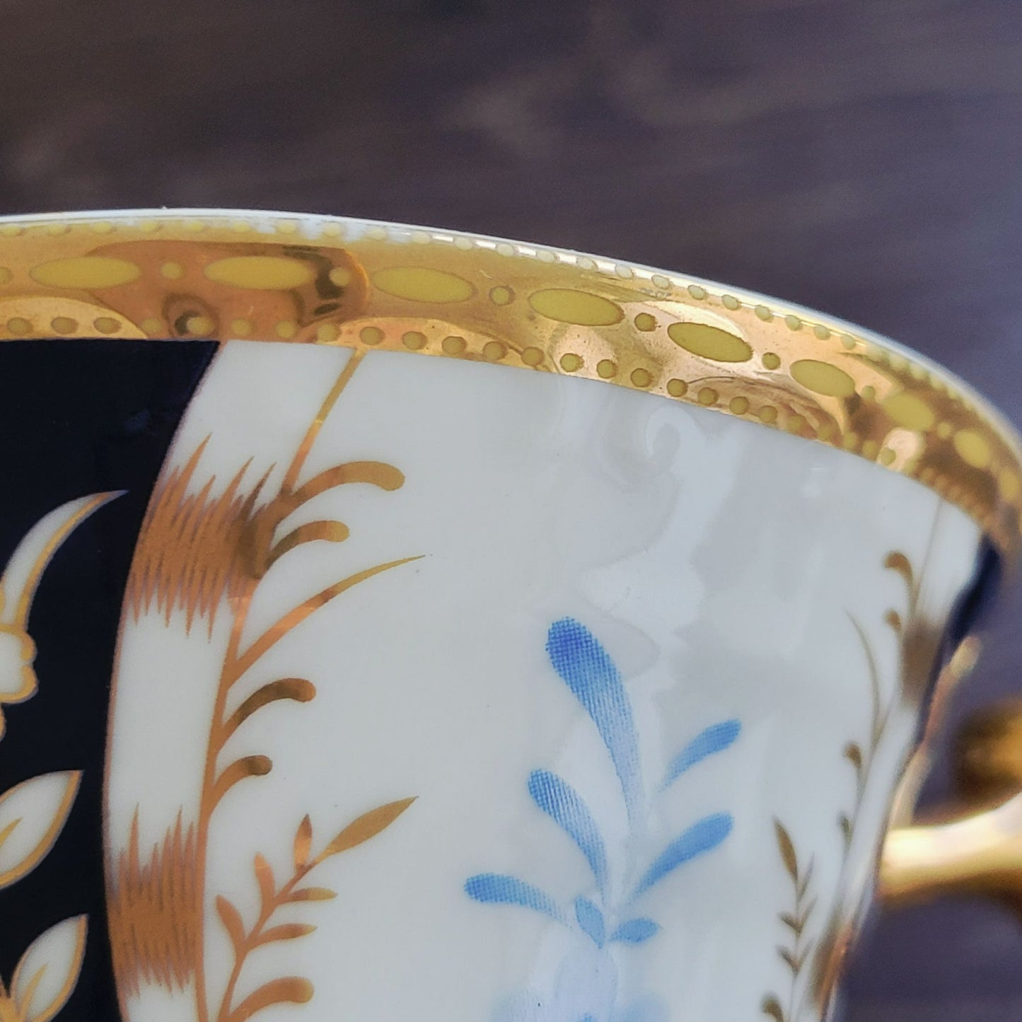 Sorelle Blue White & Gold Floral Mug Set of 2,  Made in Italy