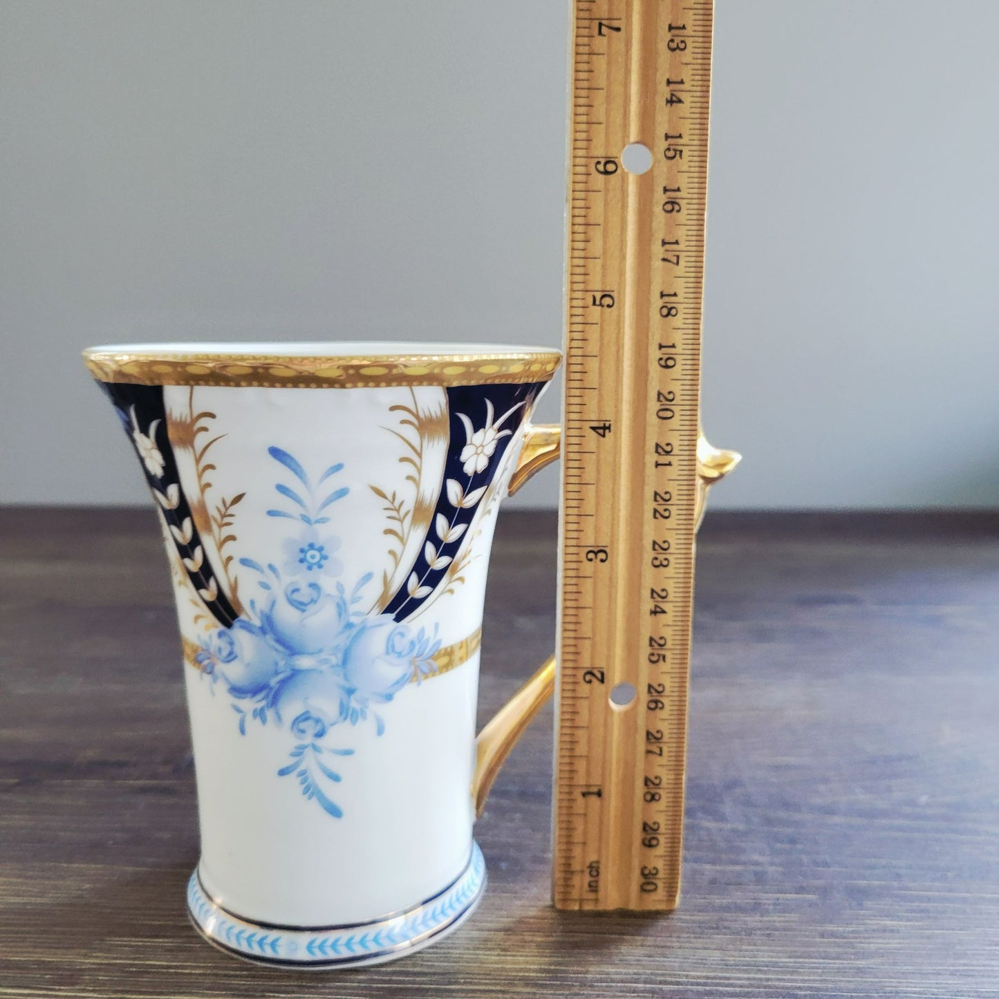 Sorelle Blue White & Gold Floral Mug Set of 2,  Made in Italy