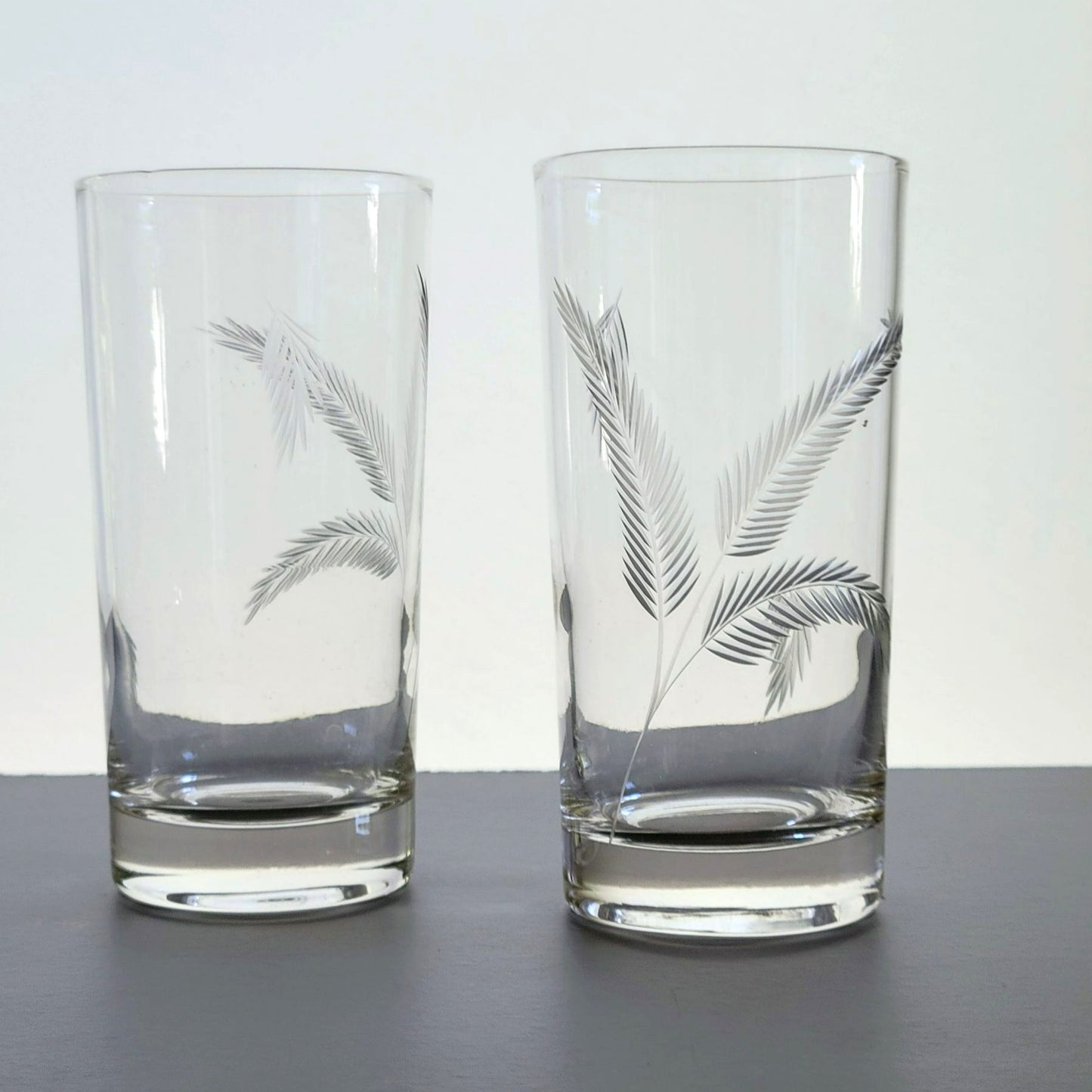 Vintage Etched Wheat Tumbler Glasses, Set of 2