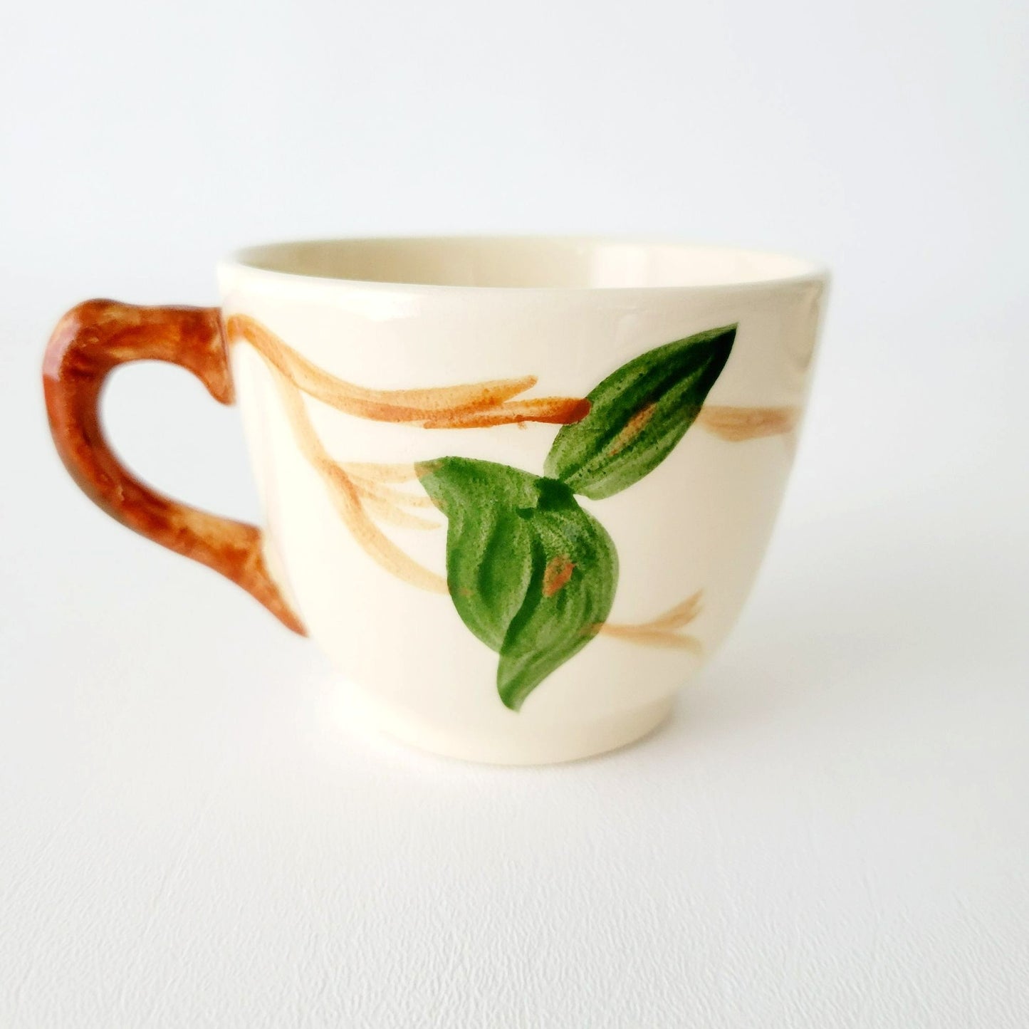 Franciscan Apple Teacups & Saucers, 2 Sets, Hand Painted Embossed Fruit, USA Made c.1960s