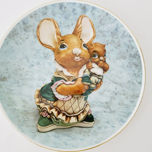 Vintage Mother & Baby Bunny Collectors Plate, Artiest Jean Walmsley Heap, Elizabethan PenDelfin, Made in England