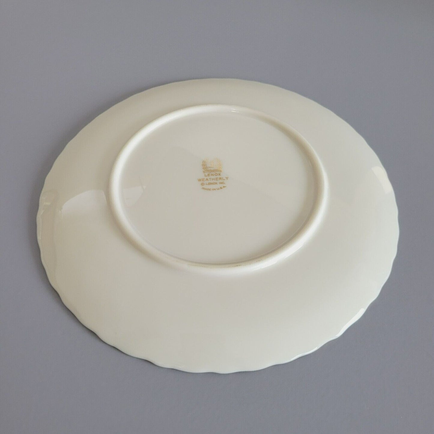Lenox Weatherly Salad Plate Swirled Edge Platinum Trim c.1959-86 USA