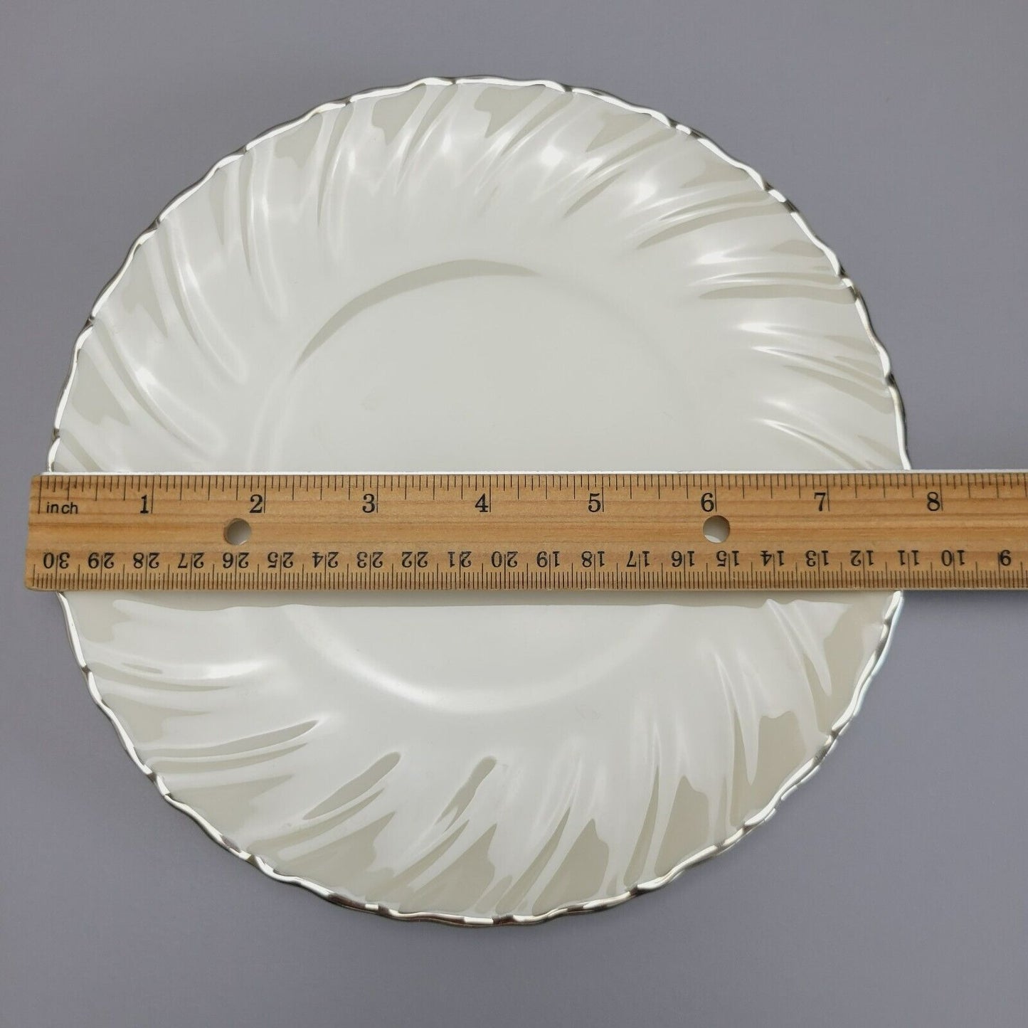 Lenox Weatherly Salad Plate Swirled Edge Platinum Trim c.1959-86 USA