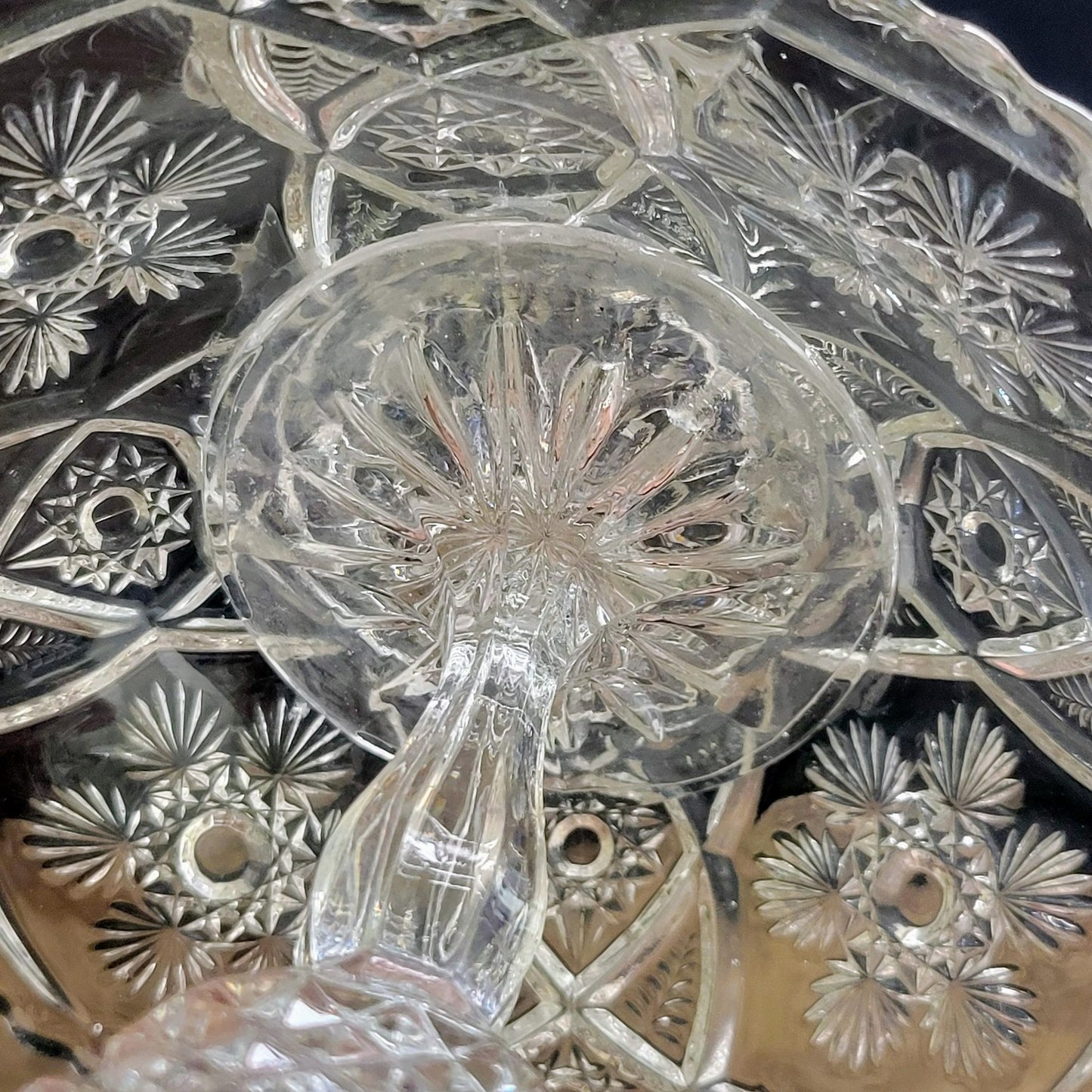 Flameless Candle Lamp, Upcycled Vintage Early American Pressed Glass