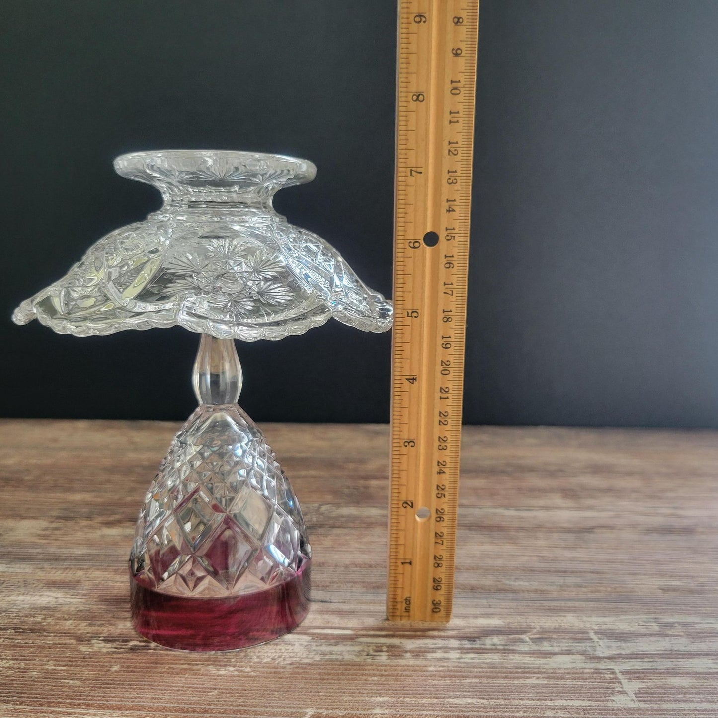 Flameless Candle Lamp, Upcycled Vintage Early American Pressed Glass