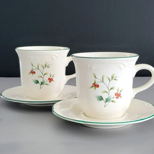 Pfaltzgraff Winterberry Cup & Saucer, 2 Sets, Made in USA