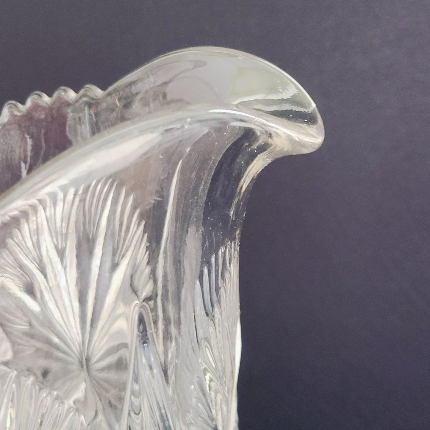Antique EAPG 48fl. oz. Water Pitcher, US Glass Regal Clear, Star, Cane & Sawtooth, HEAVY, Vintage Pressed Glass Collection, Ice Tea Pitcher