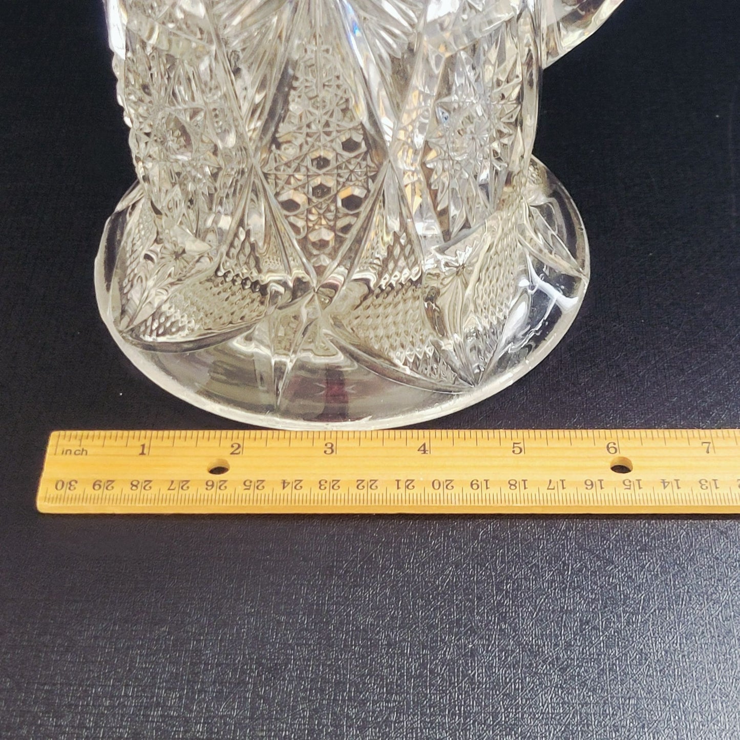Antique EAPG 48fl. oz. Water Pitcher, US Glass Regal Clear, Star, Cane & Sawtooth, HEAVY, Vintage Pressed Glass Collection, Ice Tea Pitcher