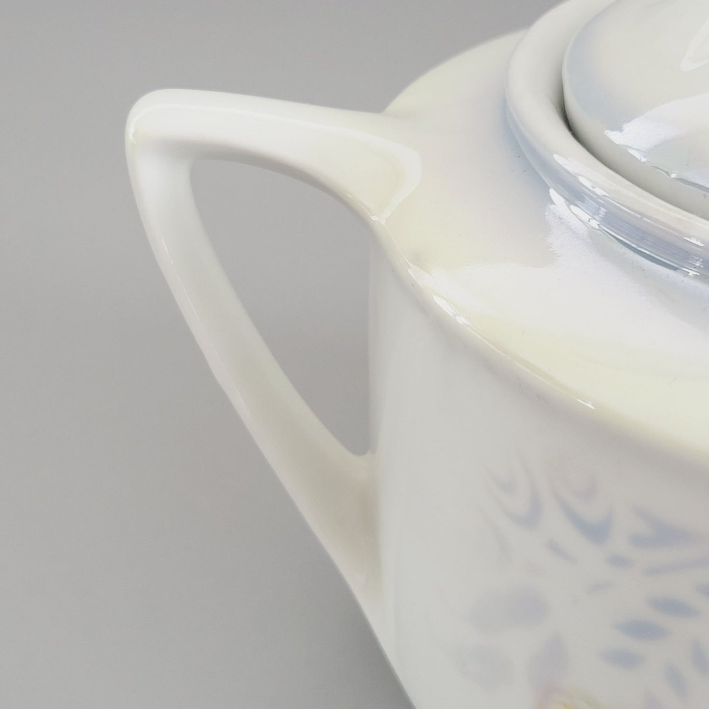 Vintage Luster Floral Biscuit Jar by K&L Germany, Blue Gray with White and Yellow Roses