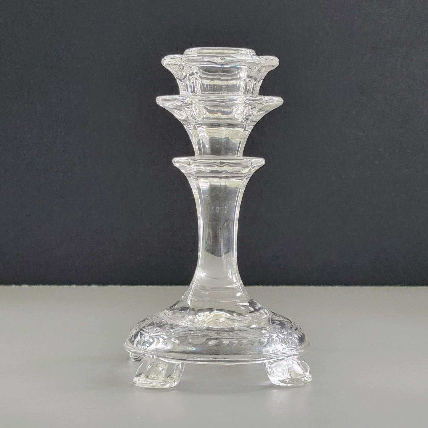 Fostoria Florentine Clear 5" Candlestick Holder, Set of 2
