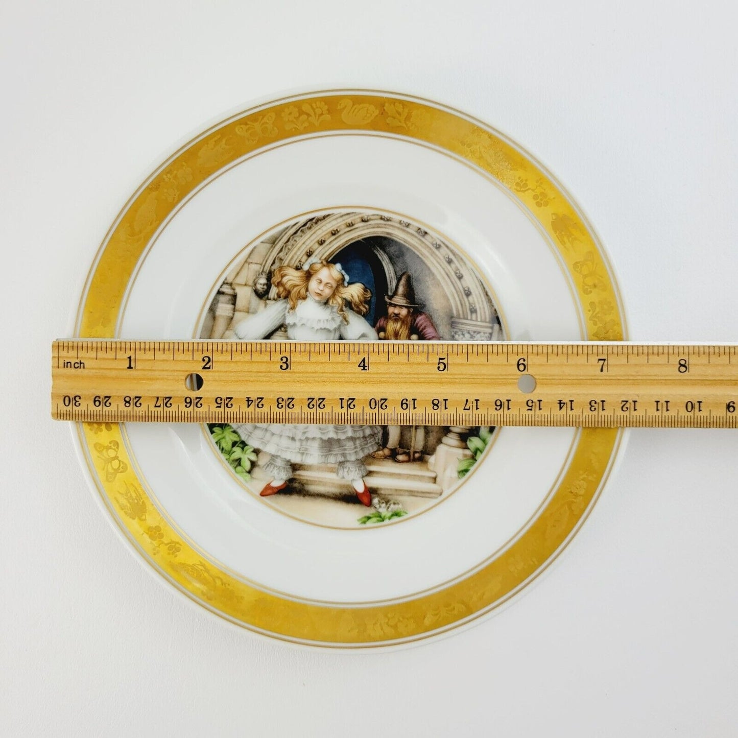 Royal Copenhagen The Red Shoes Hans Christian Andersen Fairy Tale Story Plate, Gold Trim with Etched Design, c.1975-76 Denmark