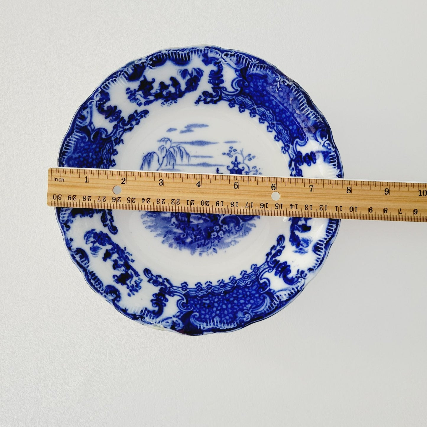 Antique Upper Hanley Pottery Geisha Flow Blue Soup Bowl, c.1895-1900 England