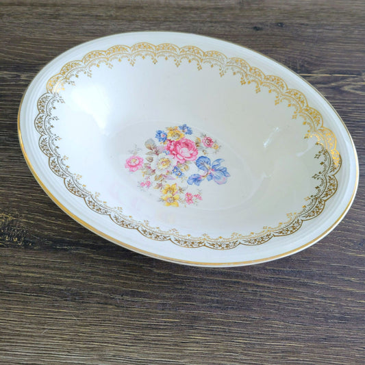 Edwin Knowles Priscilla 9" Oval Serving Bowl, c.1940s USA