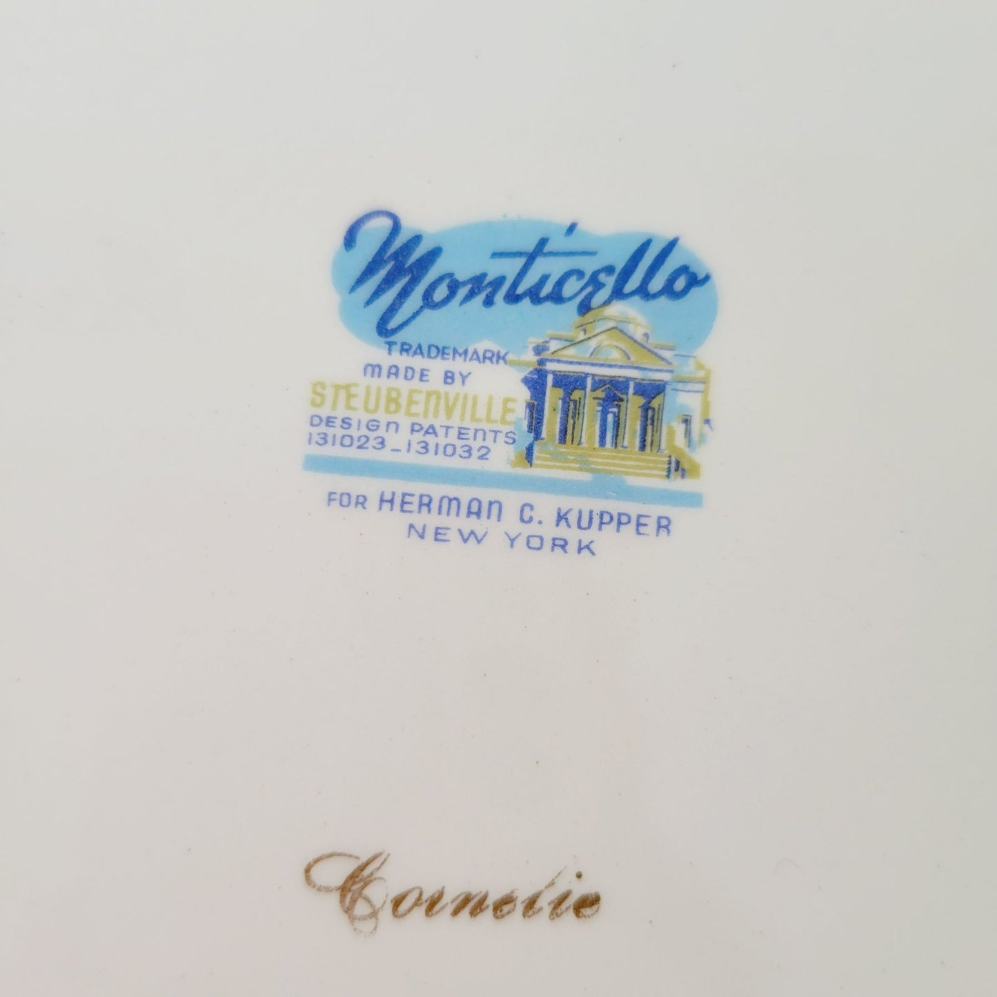 Steubenville Monticello Dinner Plate, c.1940s USA