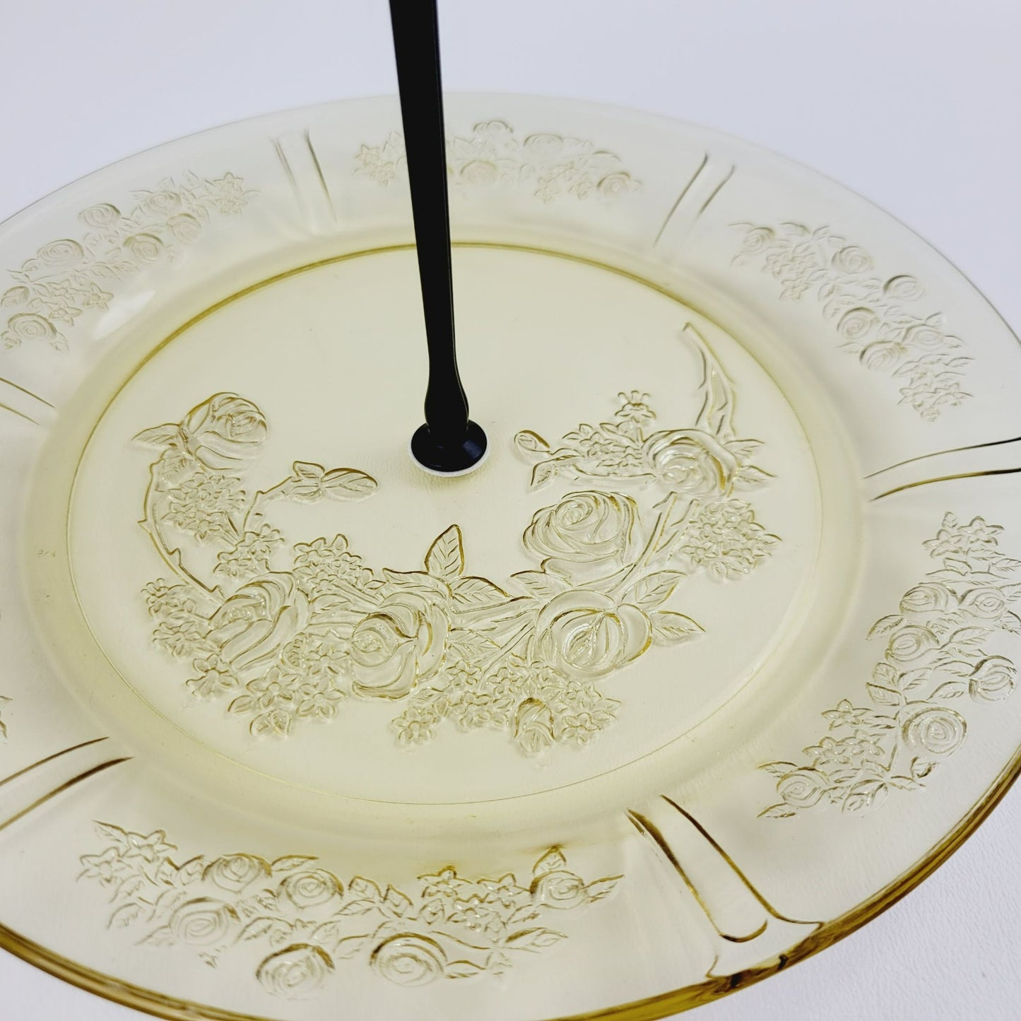 Vintage Tiered Dessert Stand, Yellow Floral, Butterfly & Fruit Design, Spode & Federal Glass Co.