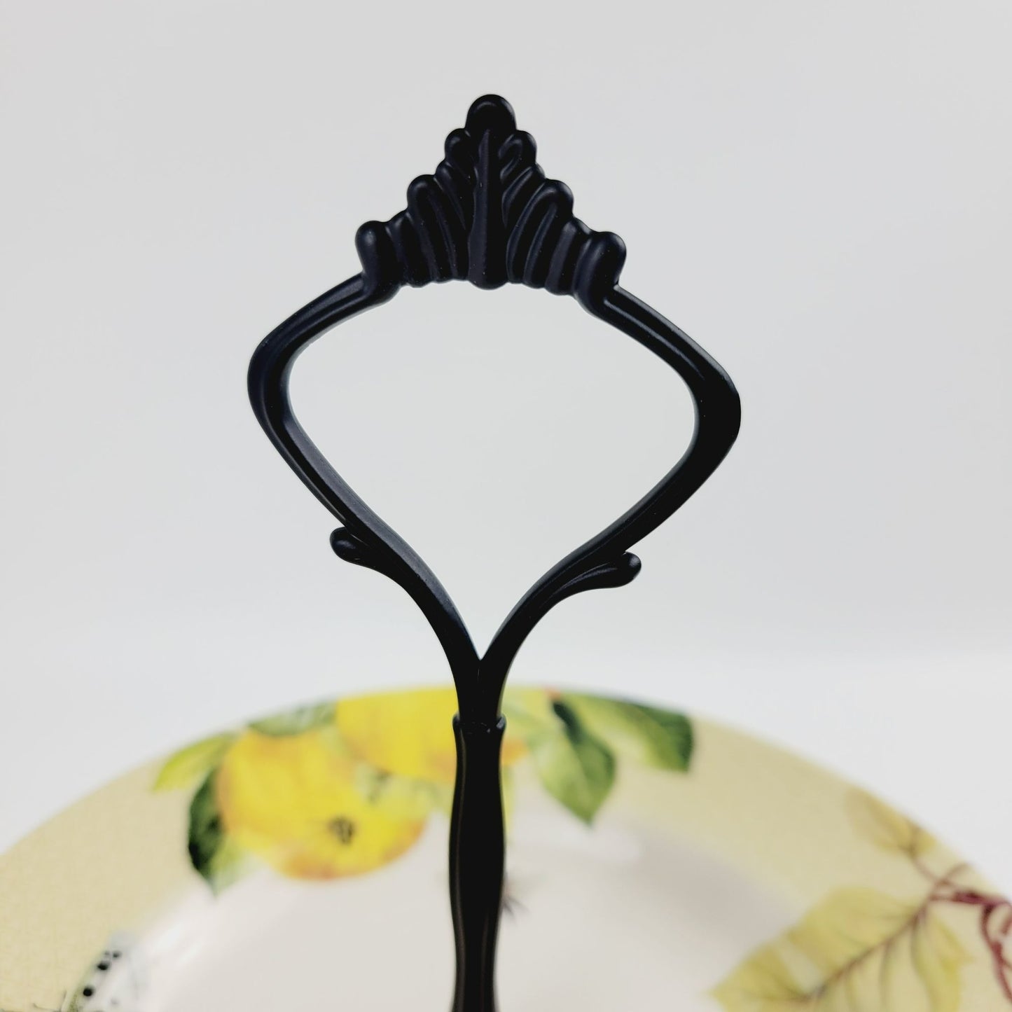 Vintage Tiered Dessert Stand, Yellow Floral, Butterfly & Fruit Design, Spode & Federal Glass Co.