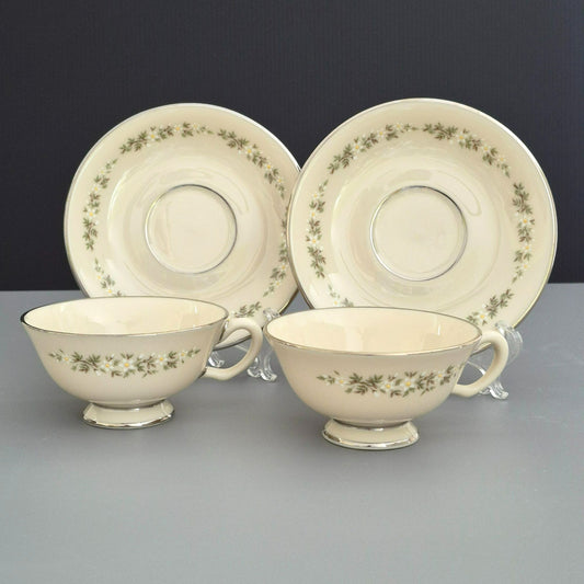 Lenox "Brookdale" Footed Cup & Saucer, 2 Sets, c.1963-93 USA
