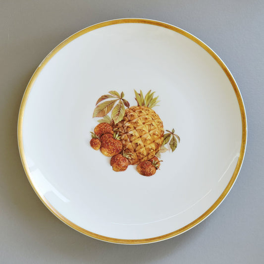 PM Jaeger & Co. Harvest Dinner Plate, Pineapple & Strawberry, c.1950-60 Bavaria Germany
