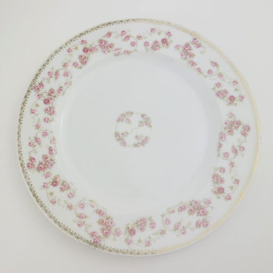 Royal Bayreuth Pink Floral Dinner Plate, c.1902-46 Germany