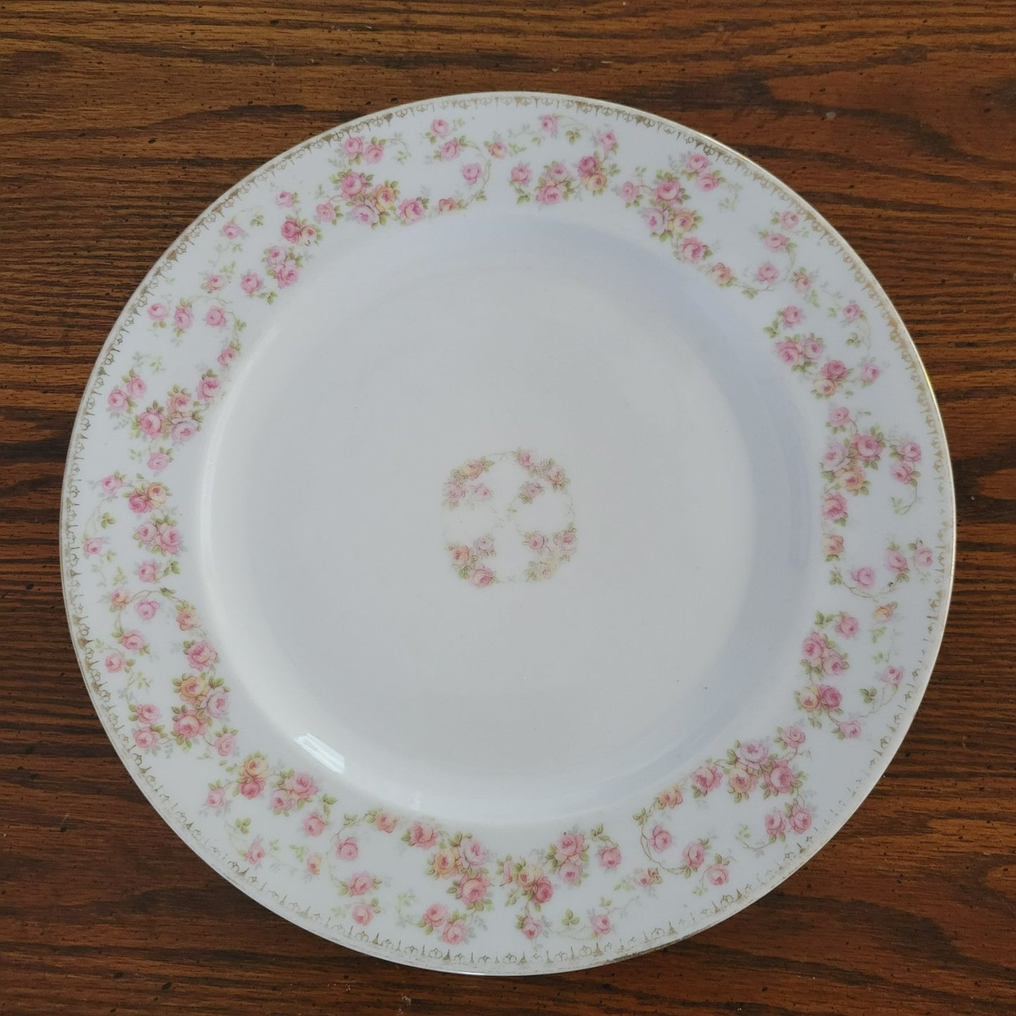 Royal Bayreuth Pink Floral Dinner Plate, c.1902-46 Germany