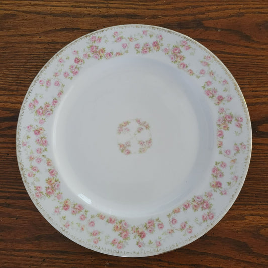 Royal Bayreuth Pink Floral Dinner Plate, c.1902-46 Germany