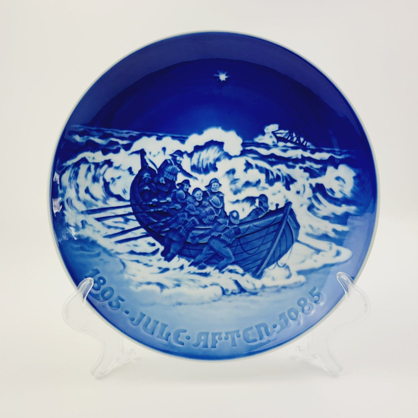 Vintage B&G 1985 Annual Christmas Jubilee Wall Plate, Lifeboat at Work, Made in Denmark
