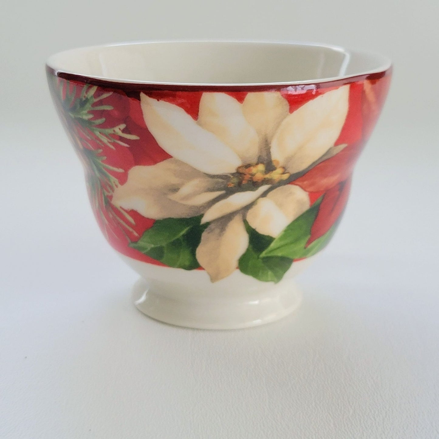 222 Fifth Holiday Wishes & Poinsettia Holly Cup & Saucer, 2 Sets