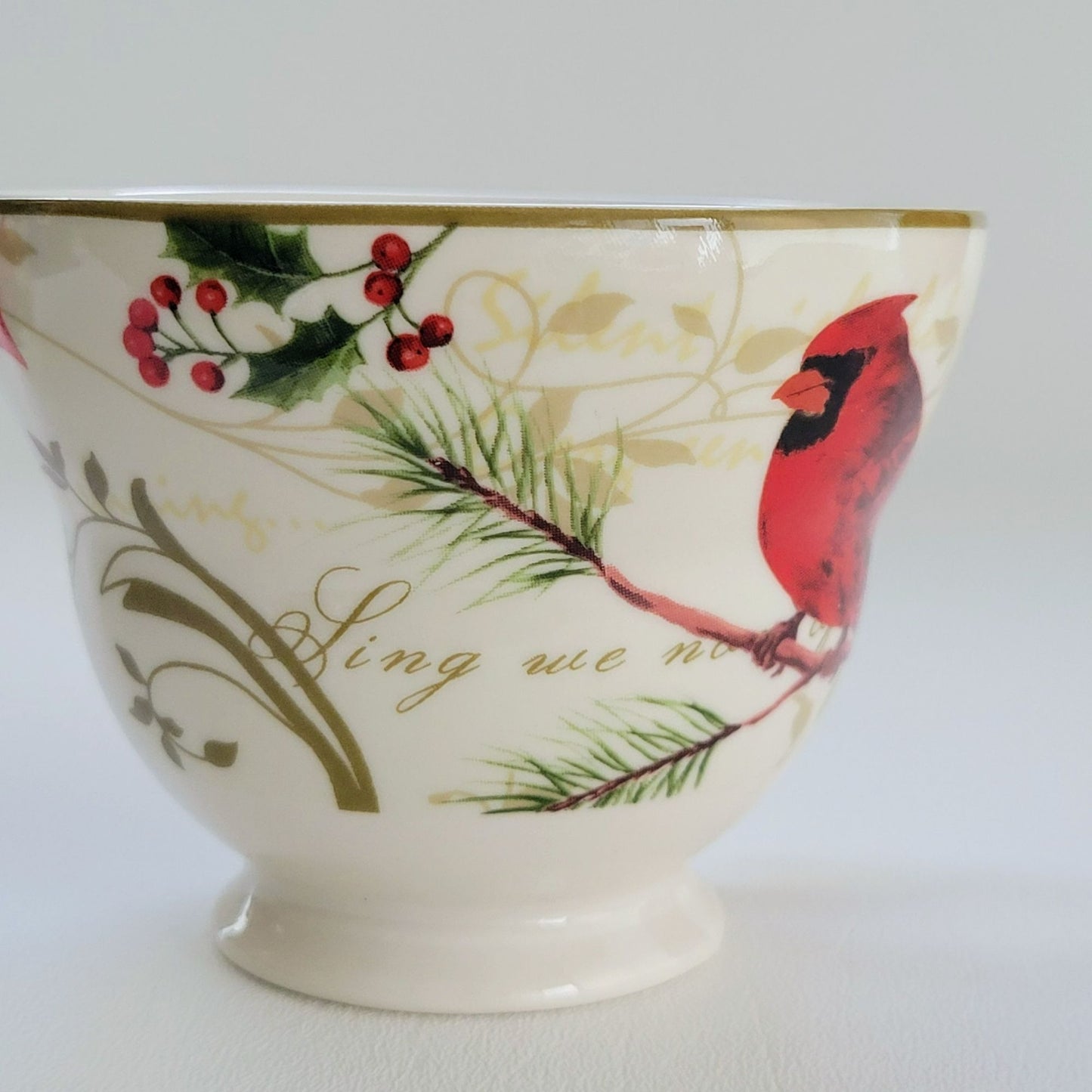 222 Fifth Holiday Wishes & Poinsettia Holly Cup & Saucer, 2 Sets