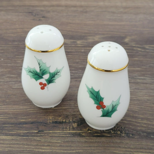 Mikasa Ribbon Holly Salt & Pepper Shaker Set, Japan Made
