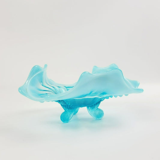 Northwood Klondyke Blue Opalescent 3-Toed Triangular Bowl