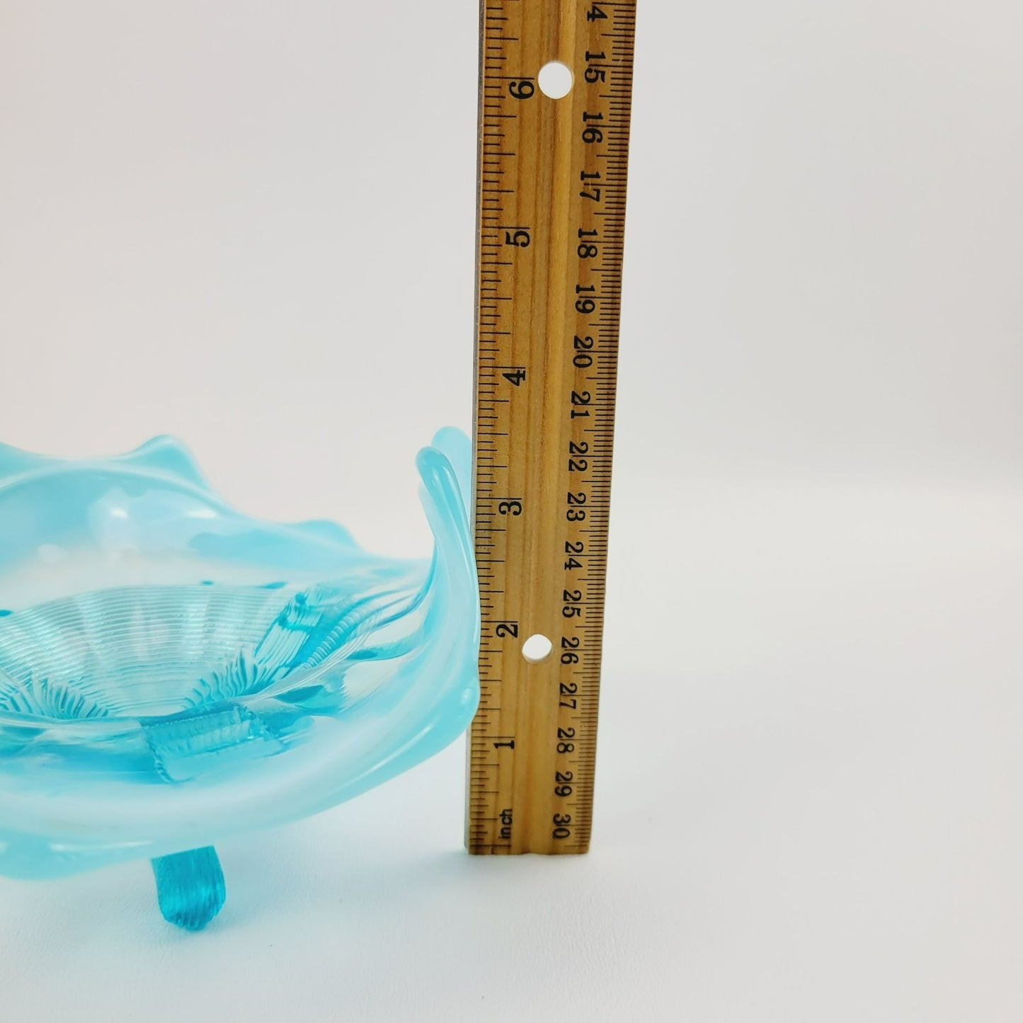 Northwood Klondyke Blue Opalescent 3-Toed Triangular Bowl