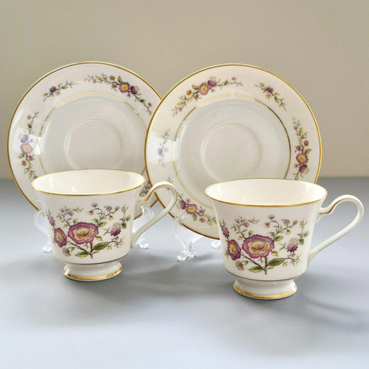 Noritake "Asian Song" Teacup & Saucer, 2 Sets, c.1972-86 Japan