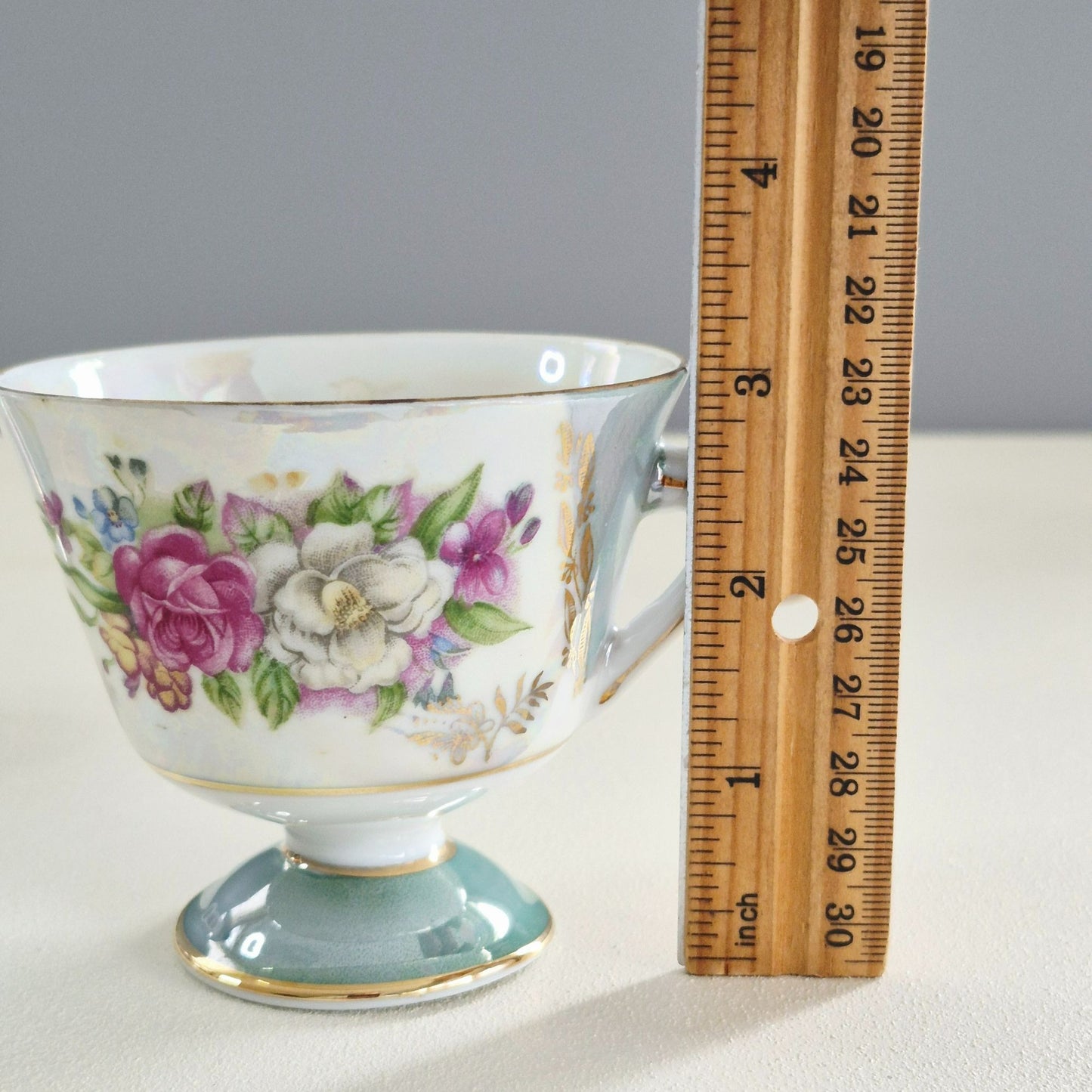 Lusterware Pedestal Teacup Set of 2, c.1920-40s Japan