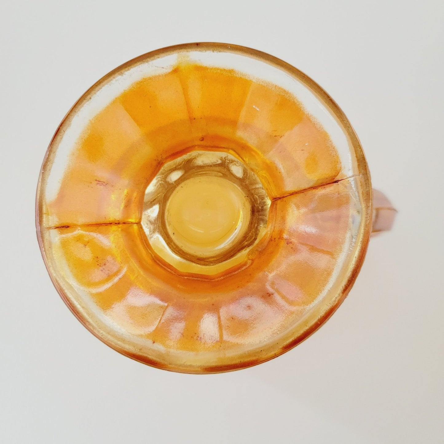 Jeannette Marigold Crackle Glass Carnival Glass Pitcher & Tumblers Set, c.1930s USA