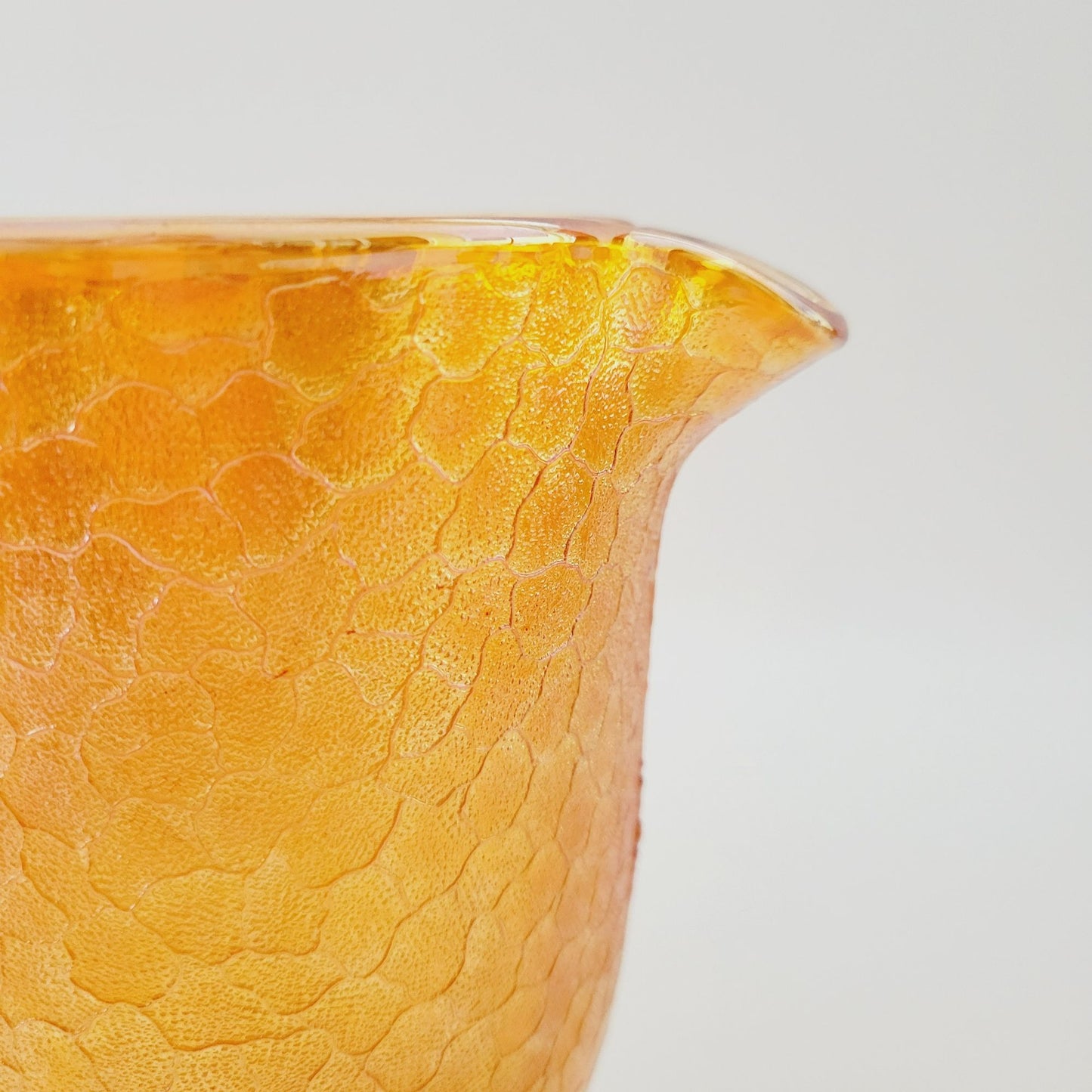 Jeannette Marigold Crackle Glass Carnival Glass Pitcher & Tumblers Set, c.1930s USA