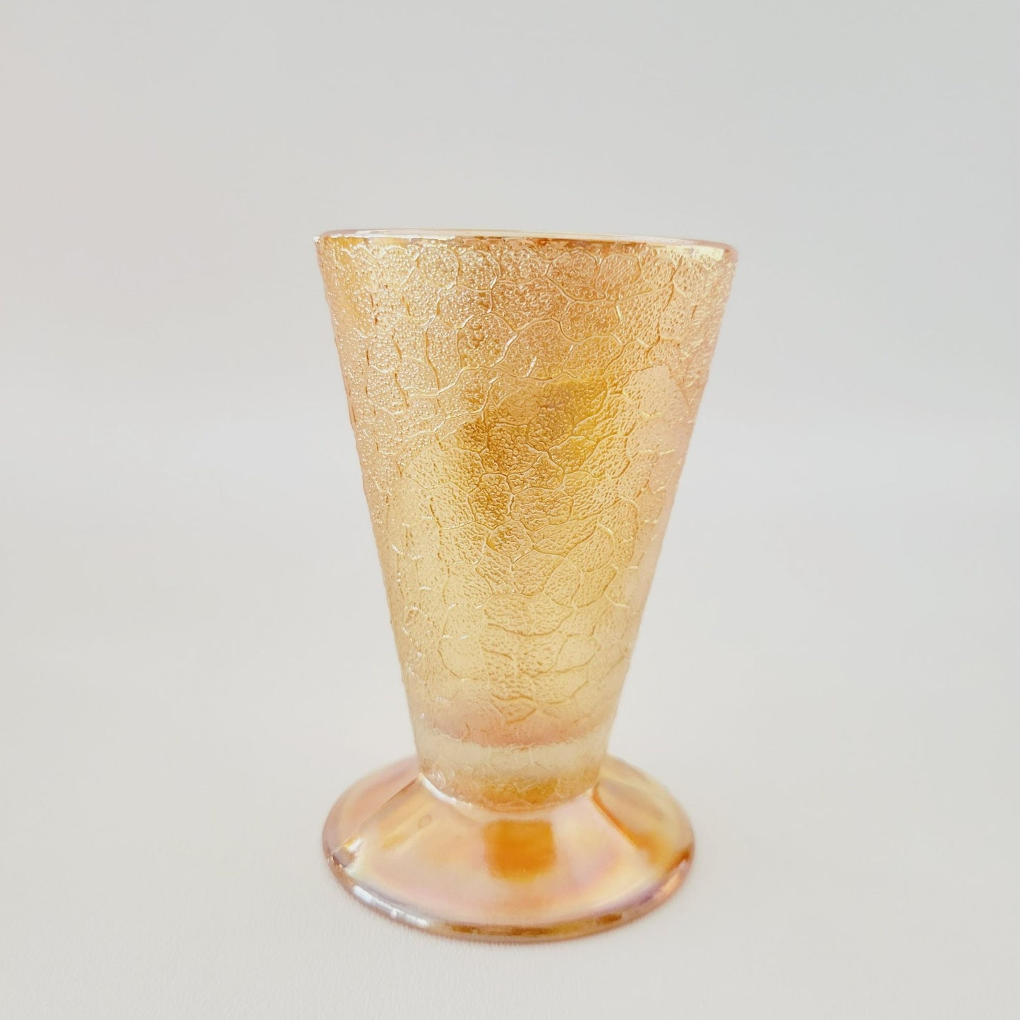 Jeannette Marigold Crackle Glass Carnival Glass Pitcher & Tumblers Set, c.1930s USA