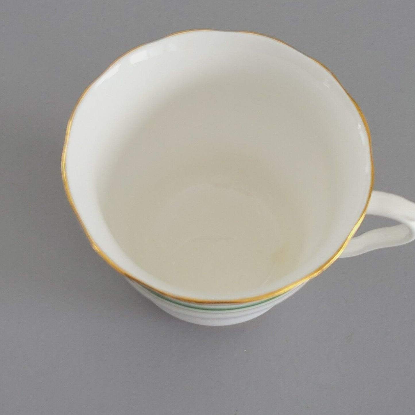 Colclough Tea Cup & Saucer, Green & Gold Stripe, Bone China Made in England
