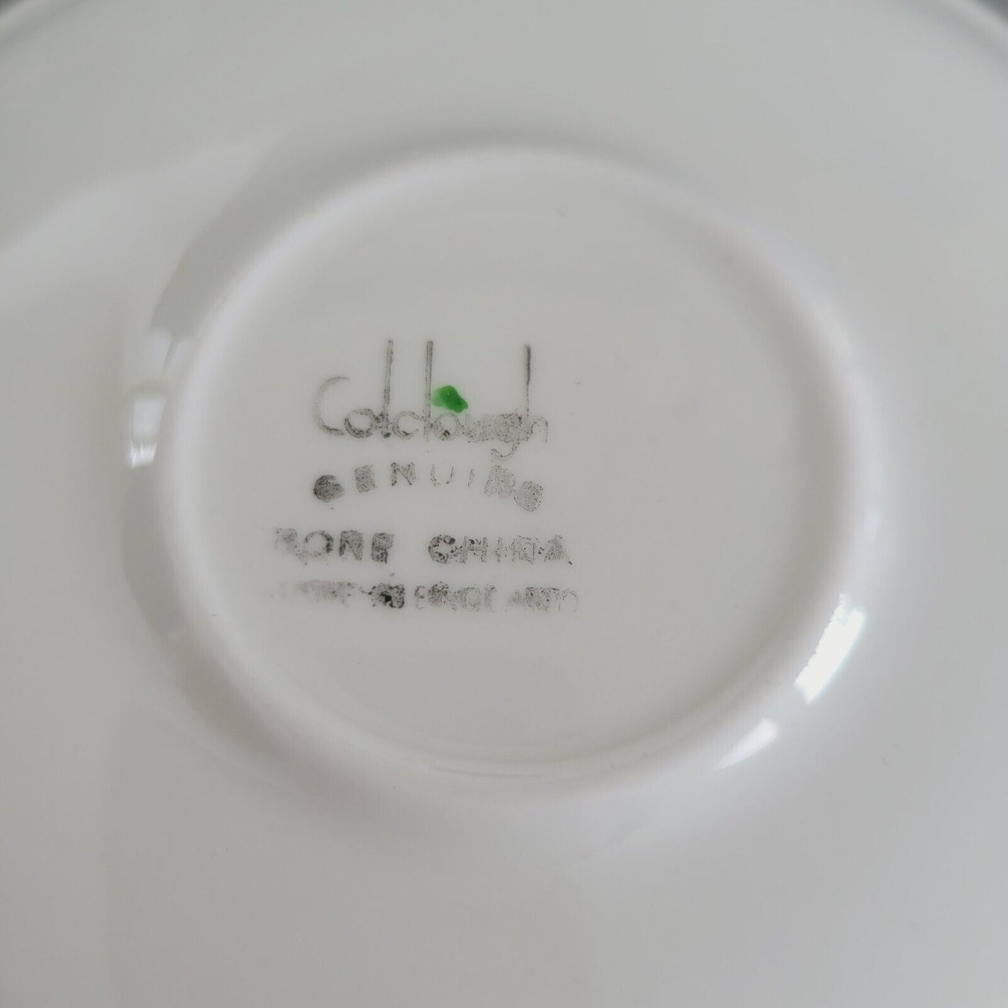 Colclough Tea Cup & Saucer, Green & Gold Stripe, Bone China Made in England