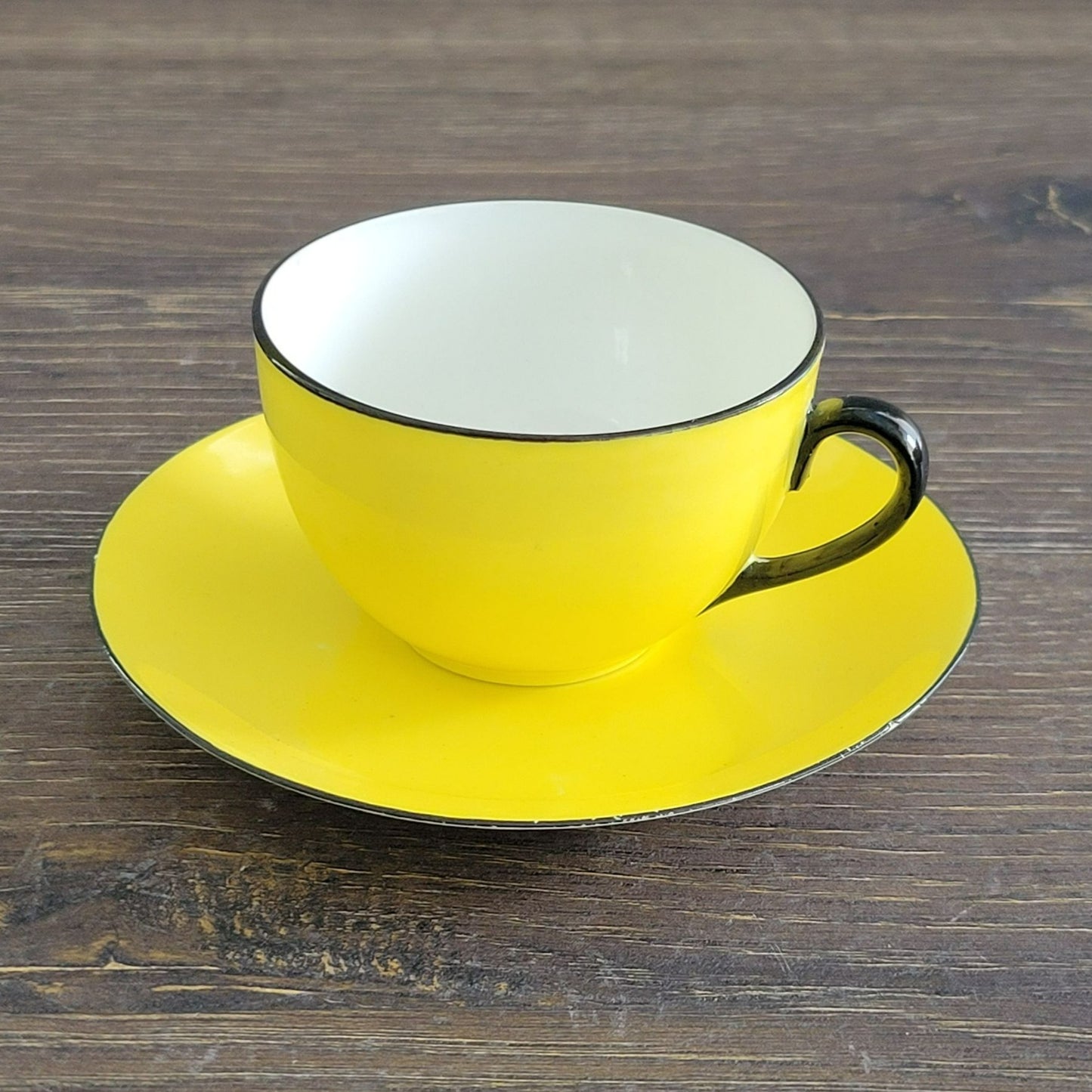 Art Deco Yellow Demitasse Espresso Cup & Saucer, Made in Czechoslovakia