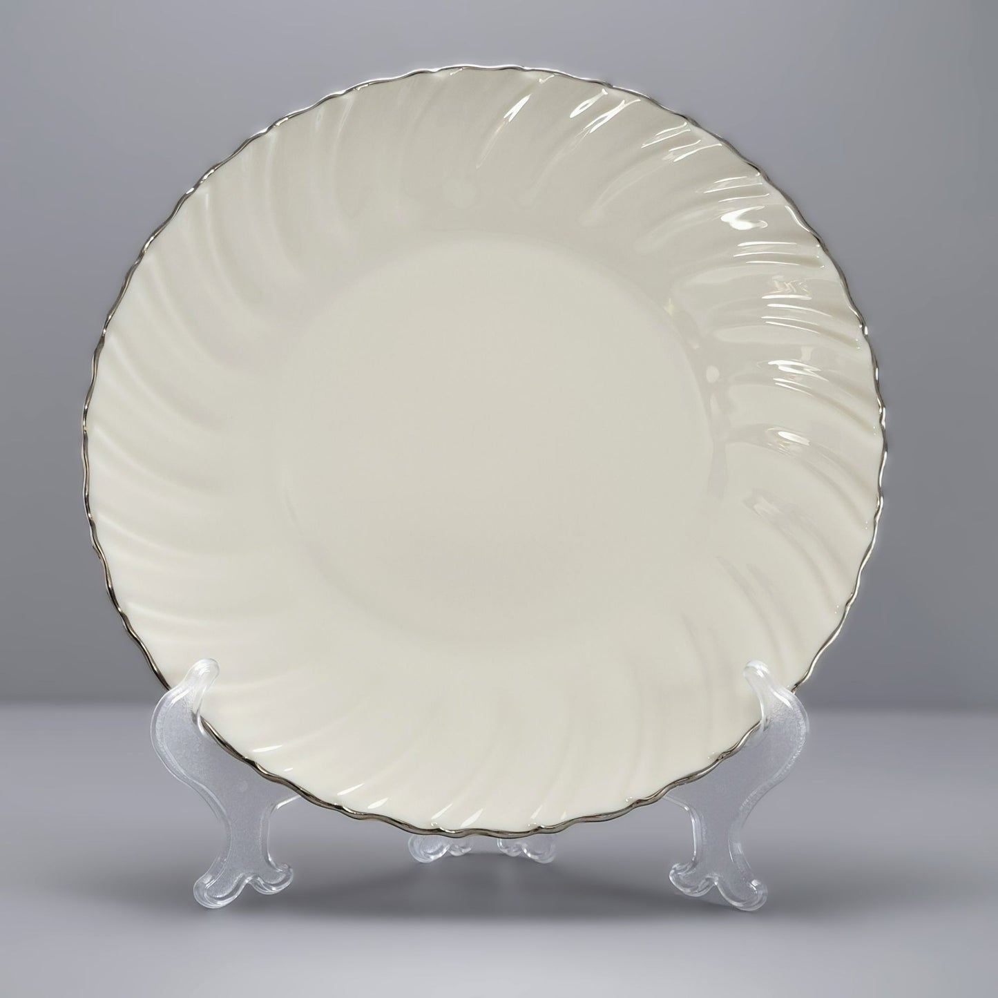 Lenox Weatherly Dinner Plate, Platinum Trim, c.1959-86 USA Made