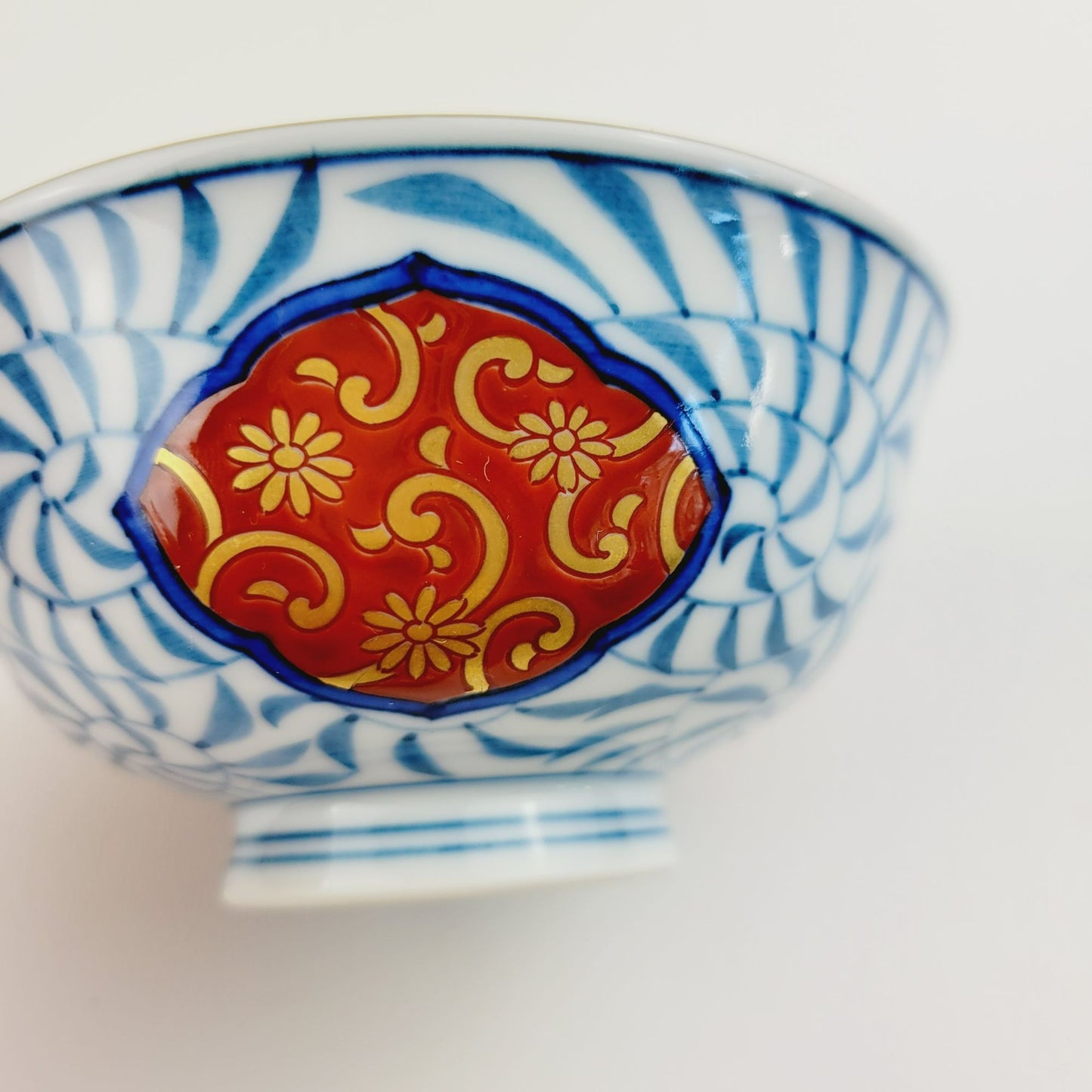 Hand-Painted Japanese Porcelain Rice Bowl Set of 2