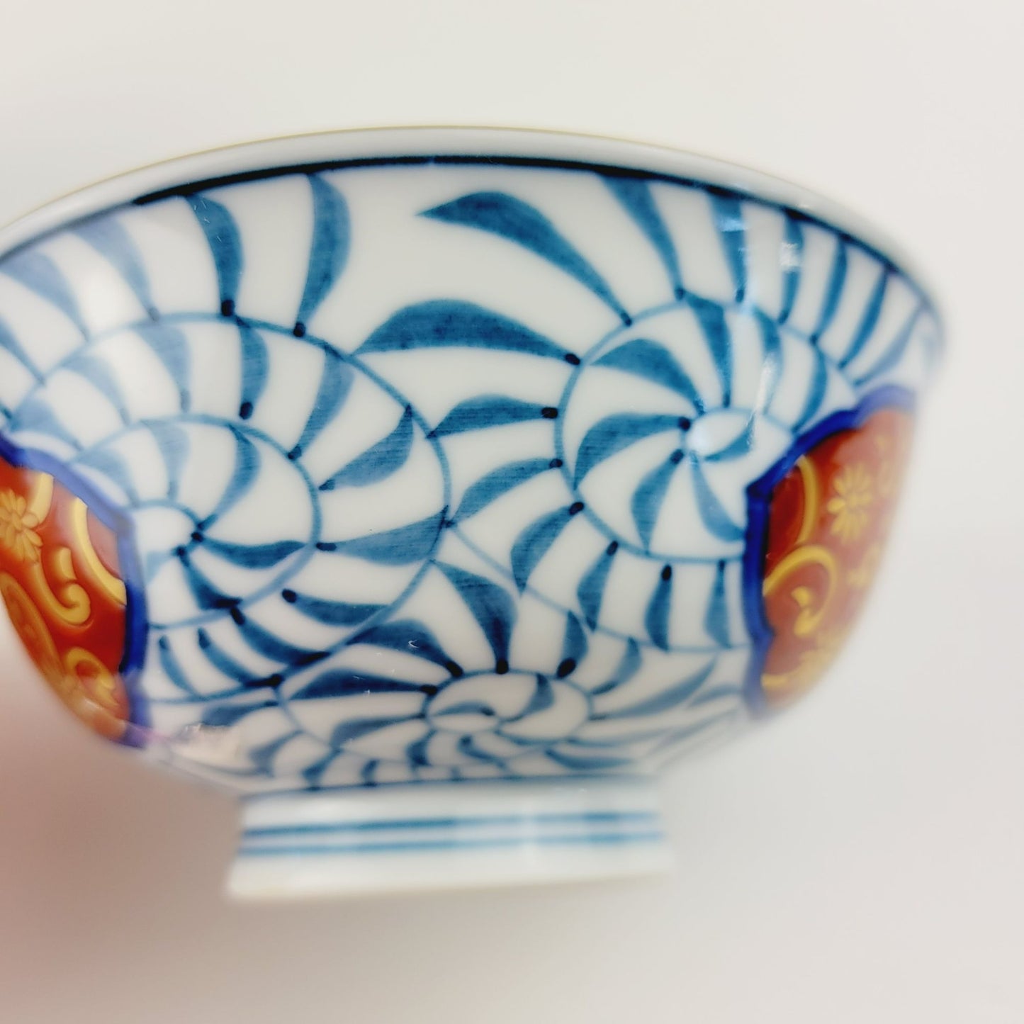 Hand-Painted Japanese Porcelain Rice Bowl Set of 2