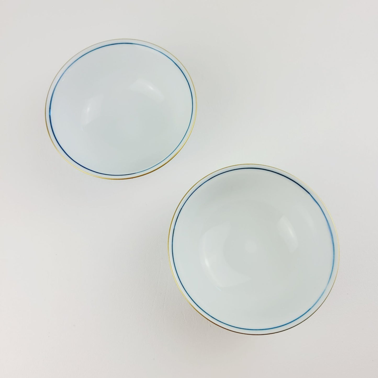 Hand-Painted Japanese Porcelain Rice Bowl Set of 2