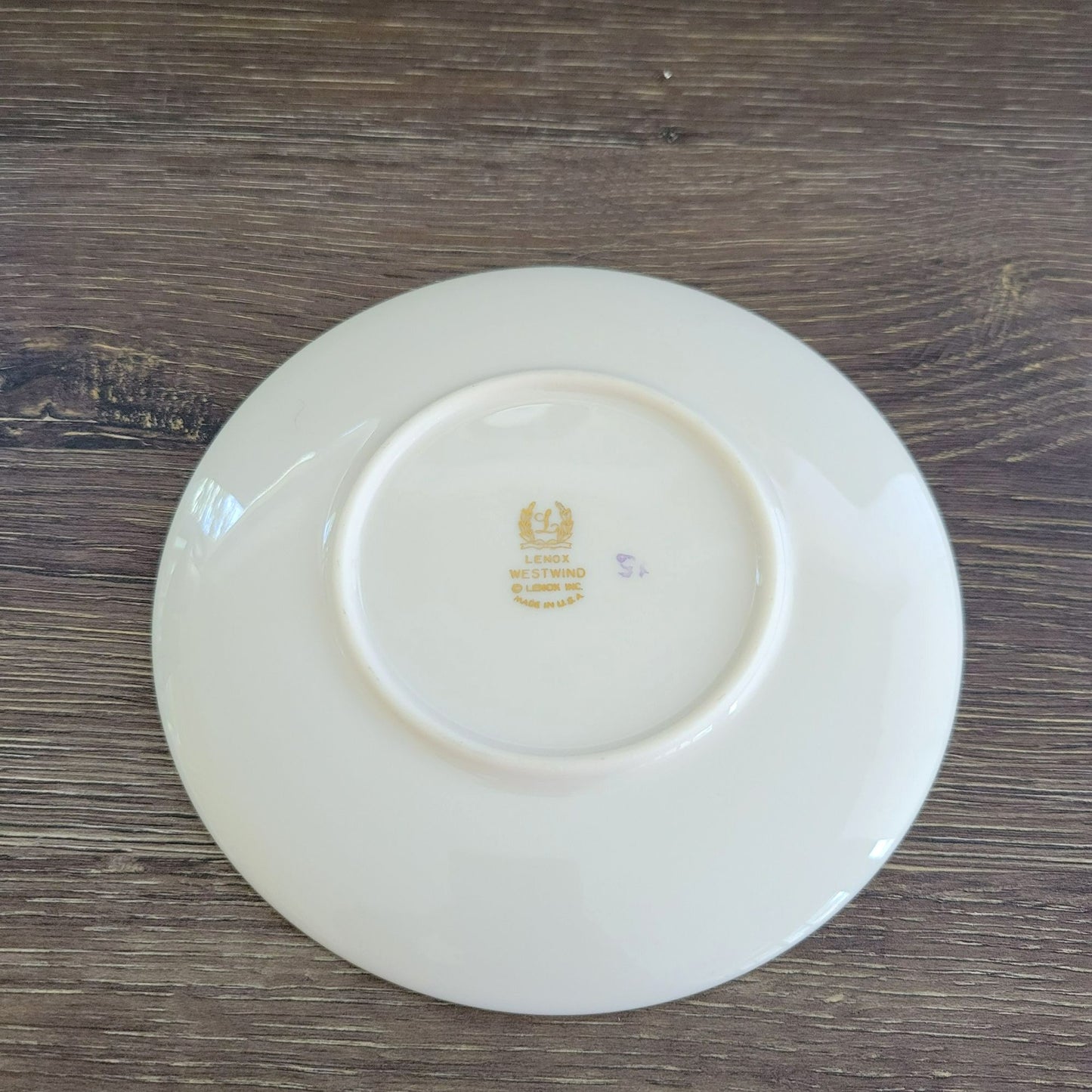 Lenox Westwind Bread Plate, Smooth Base. Gold Trim, USA Made