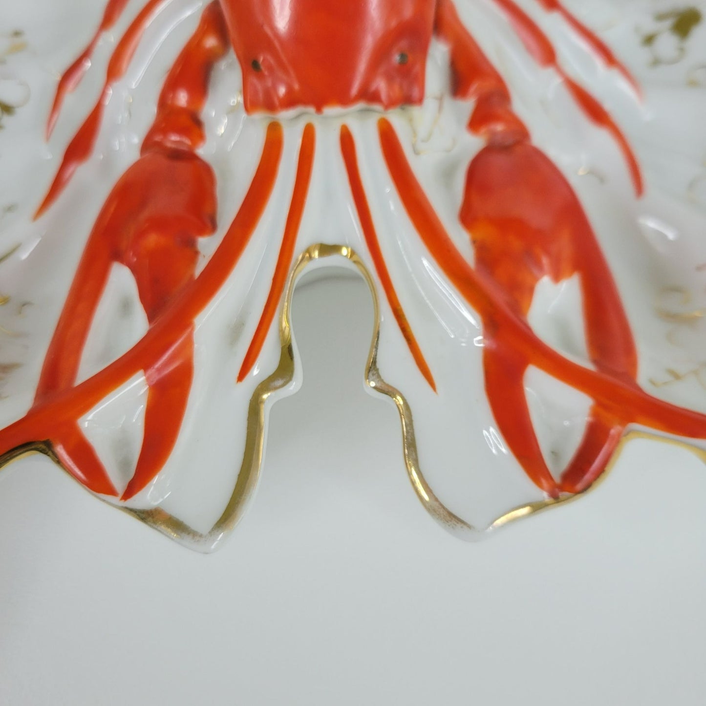 Vintage German Lobster Shaped Serving Dish, Red & Gold Victorian Style, Maritime Living