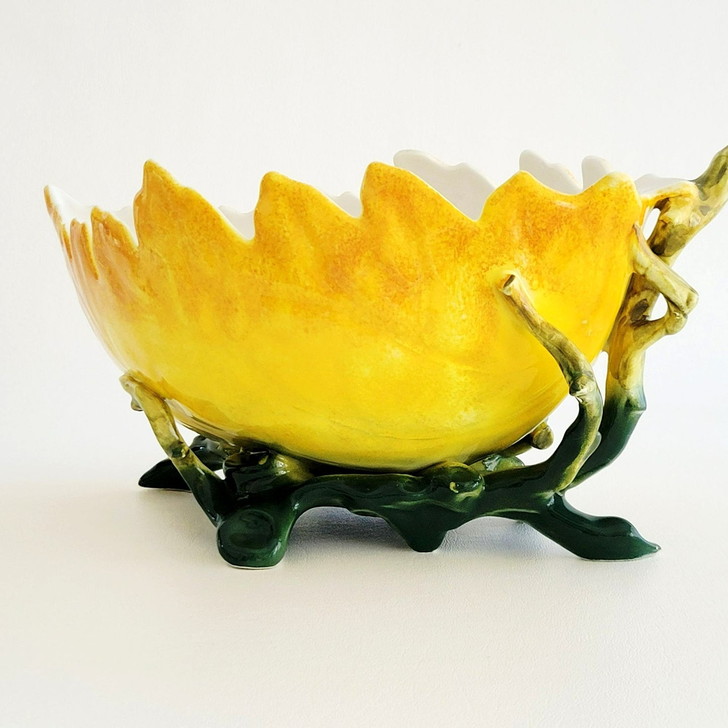 Freeform Leaf Shaped Centerpiece Bowl, Embossed Design