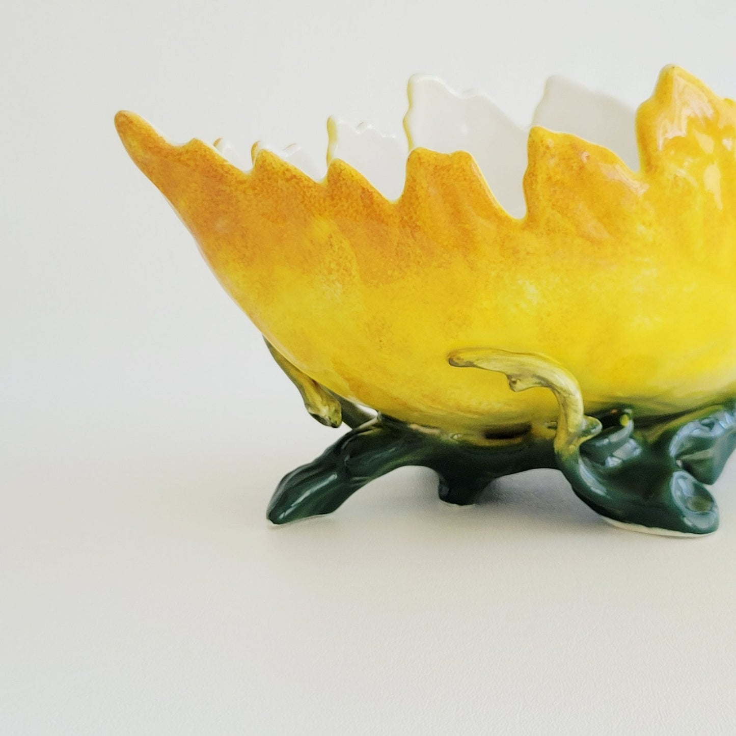Freeform Leaf Shaped Centerpiece Bowl, Embossed Design