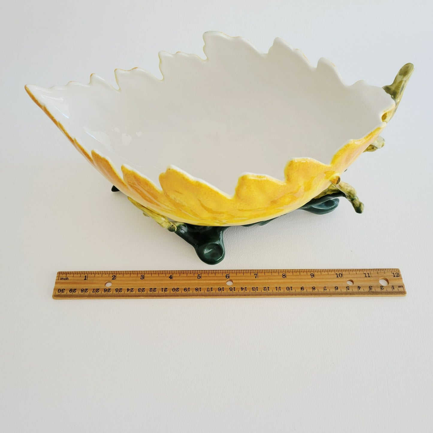 Freeform Leaf Shaped Centerpiece Bowl, Embossed Design
