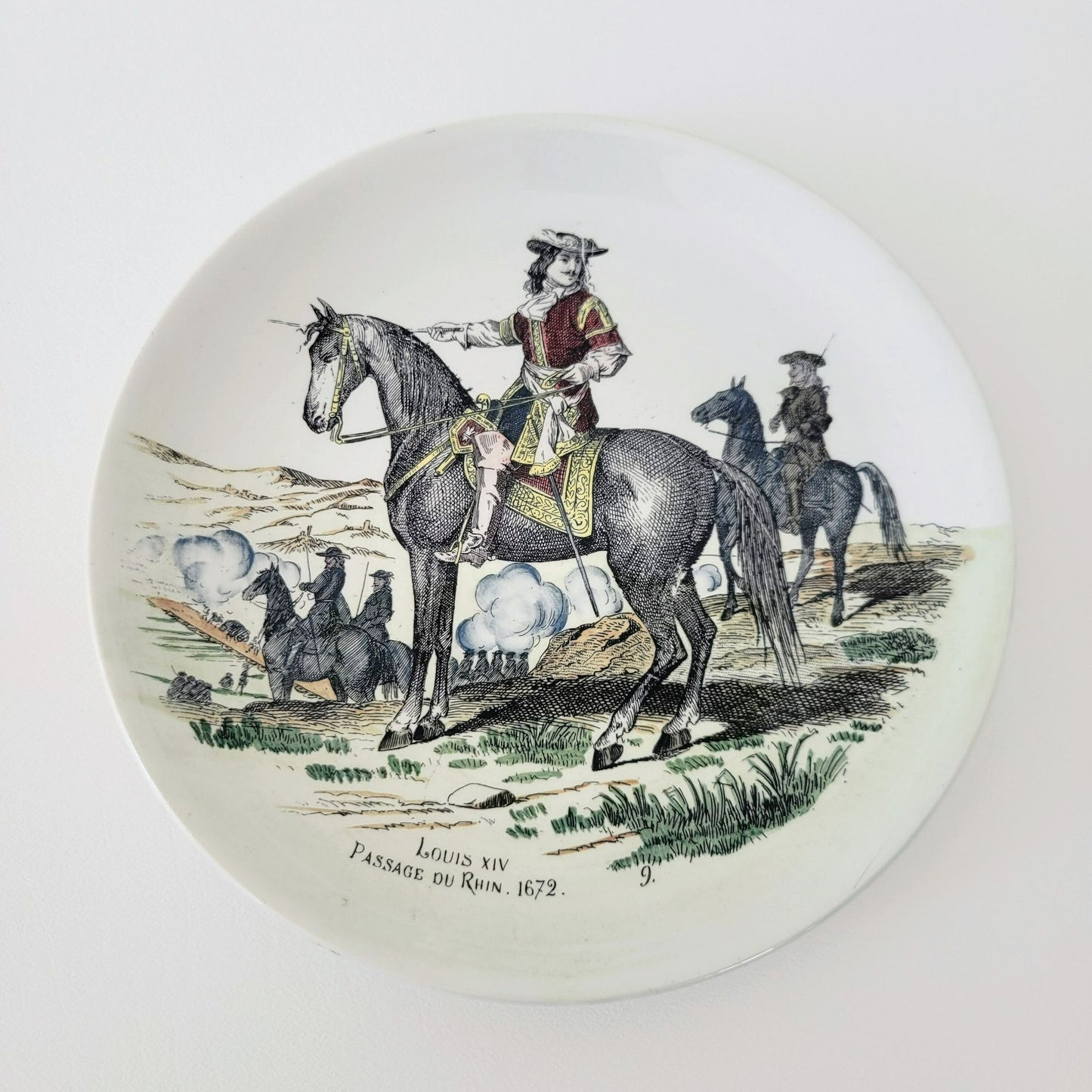 Vintage Terre De Fer French Military Plate, Louis XIV Passage Du Rhin 1692 NOS Gloires Militaires