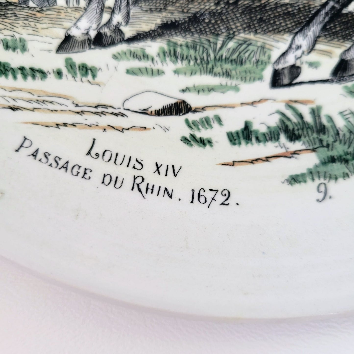 Vintage Terre De Fer French Military Plate, Louis XIV Passage Du Rhin 1692 NOS Gloires Militaires